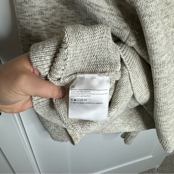 Lululemon Boxy Cotton Blend Cardigan Sweater Heather Bone White Raw Linen 1X - Picture 6 of 10